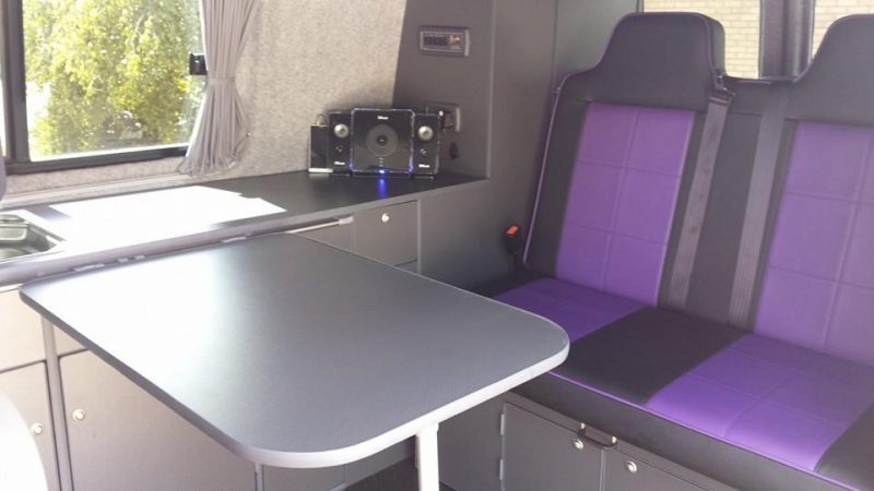 Moore's Custom Campers VW T5 Full Conversion in Carbon and Cadbury Purple