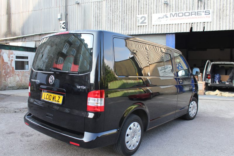 Moore's Custom Campers Full Campervan Conversion in Black and Red Gloss on VW T5 SWB For Sale